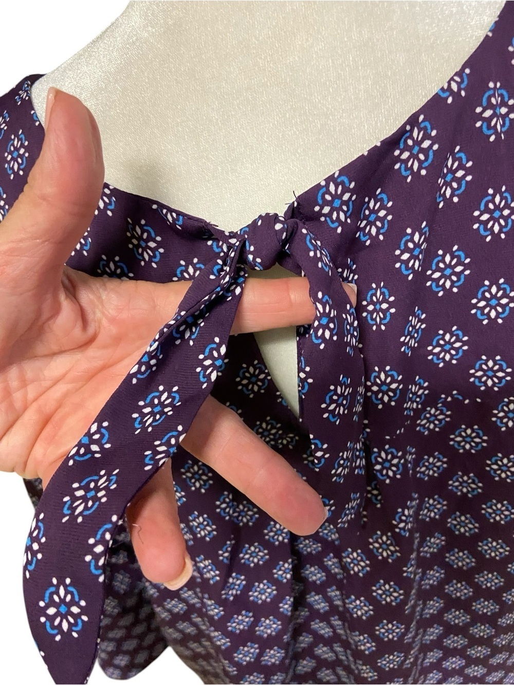 41 Hawthorn Dania Tie Detail Bell Sleeve Blouse Size L Purple Oversized Roomy - Picture 5 of 9